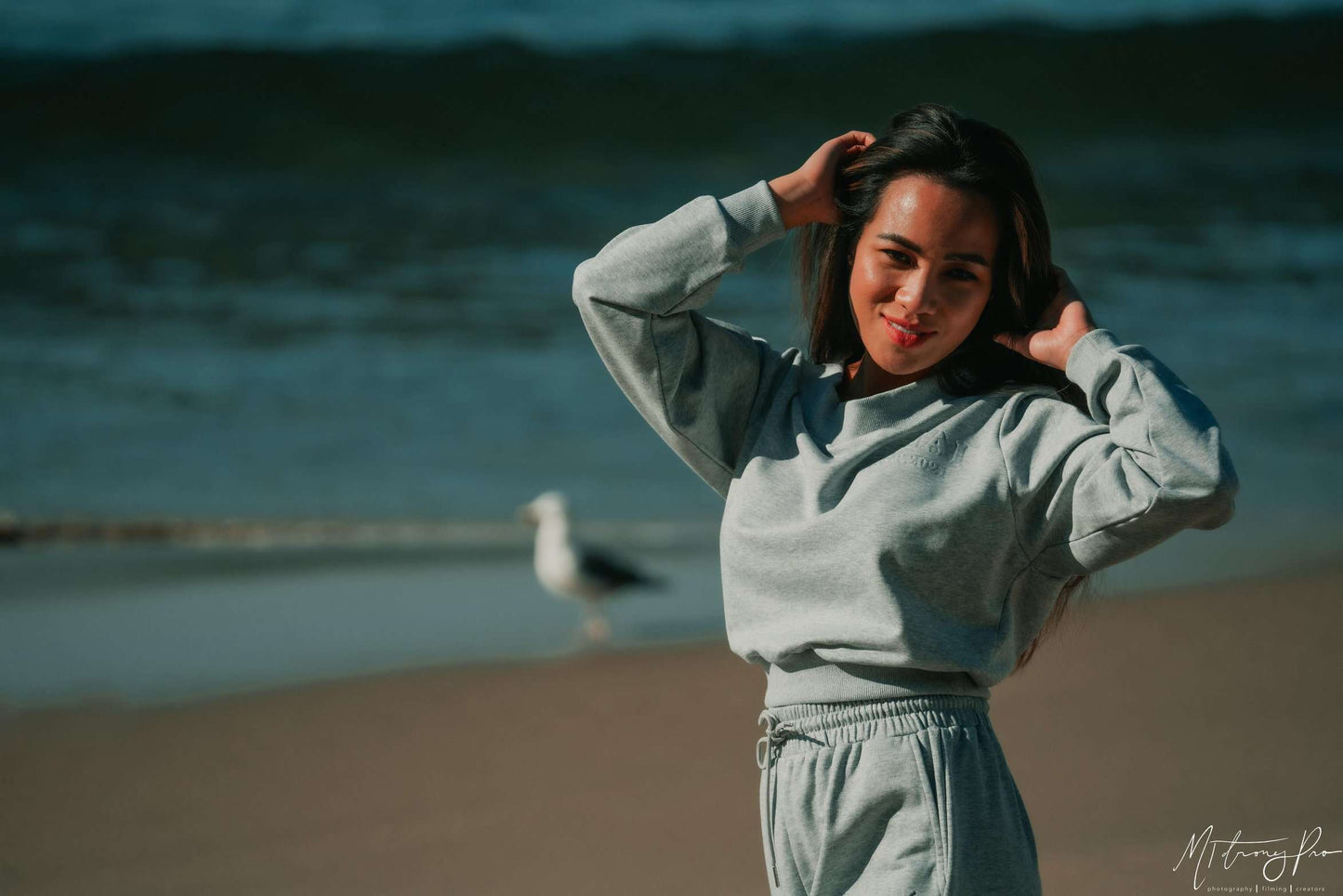 SINAG Off Shoulder Design Tracksuit Heather Grey