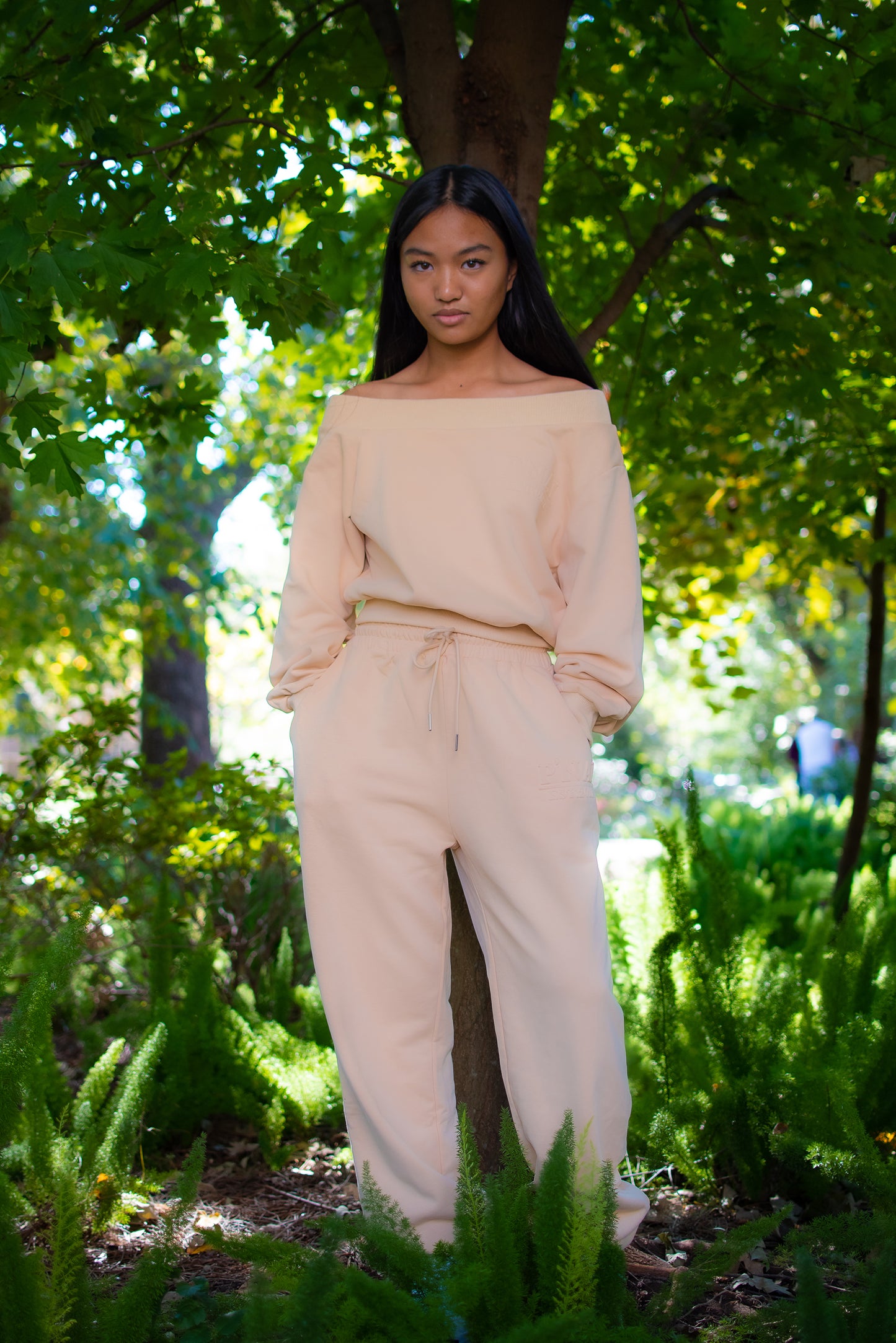 SINAG Off Shoulder Design Tracksuit Tan
