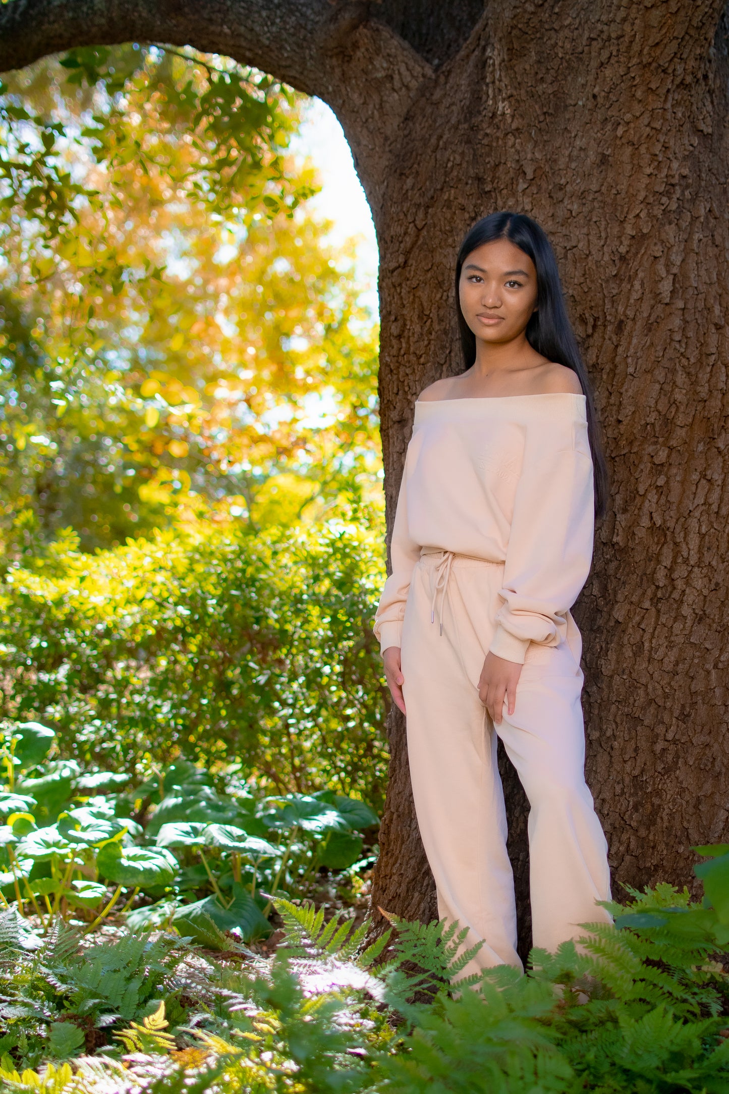 SINAG Off Shoulder Design Tracksuit Tan