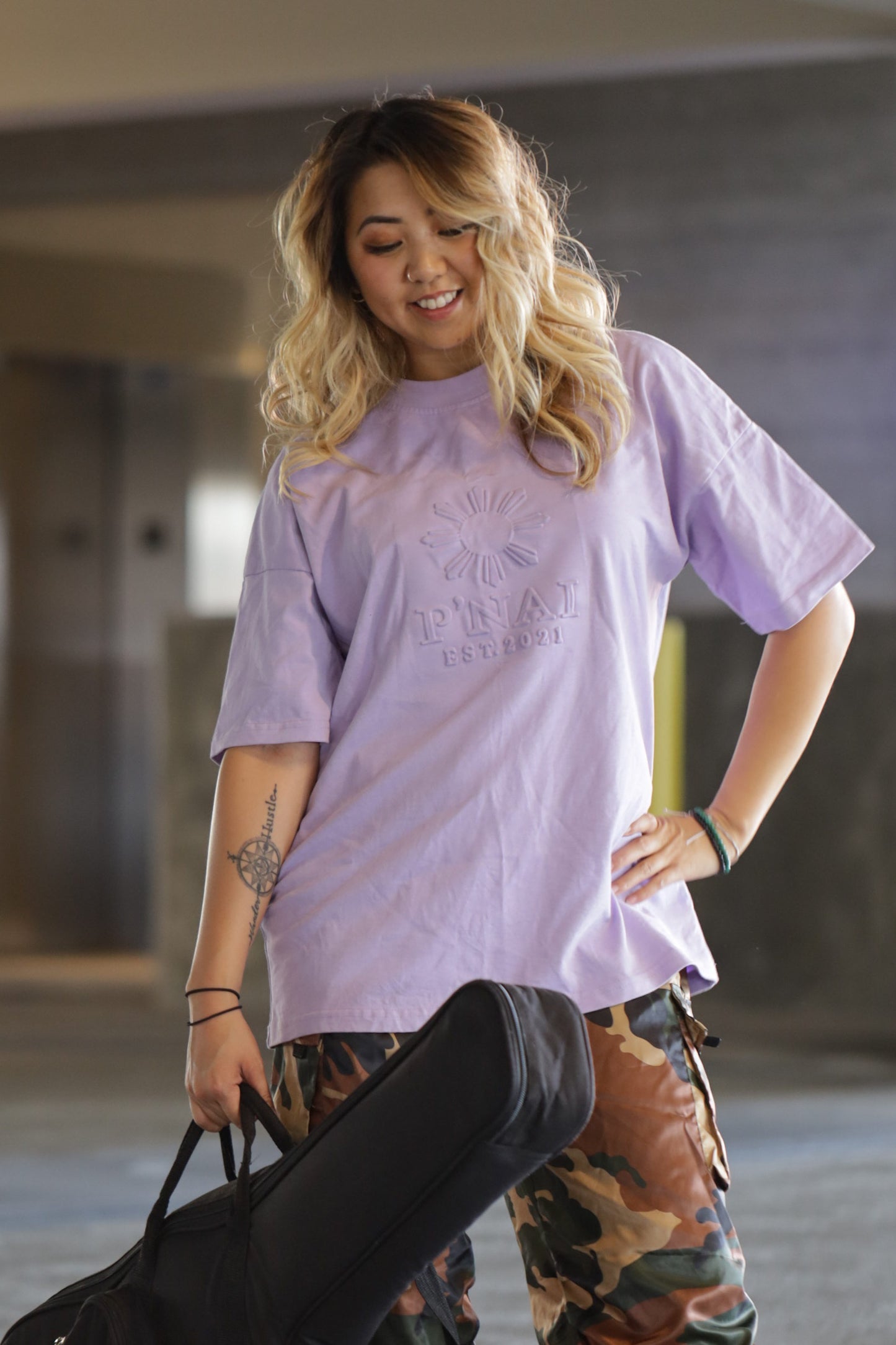 P’NAI Emboss Sun Star T-shirt- Purple
