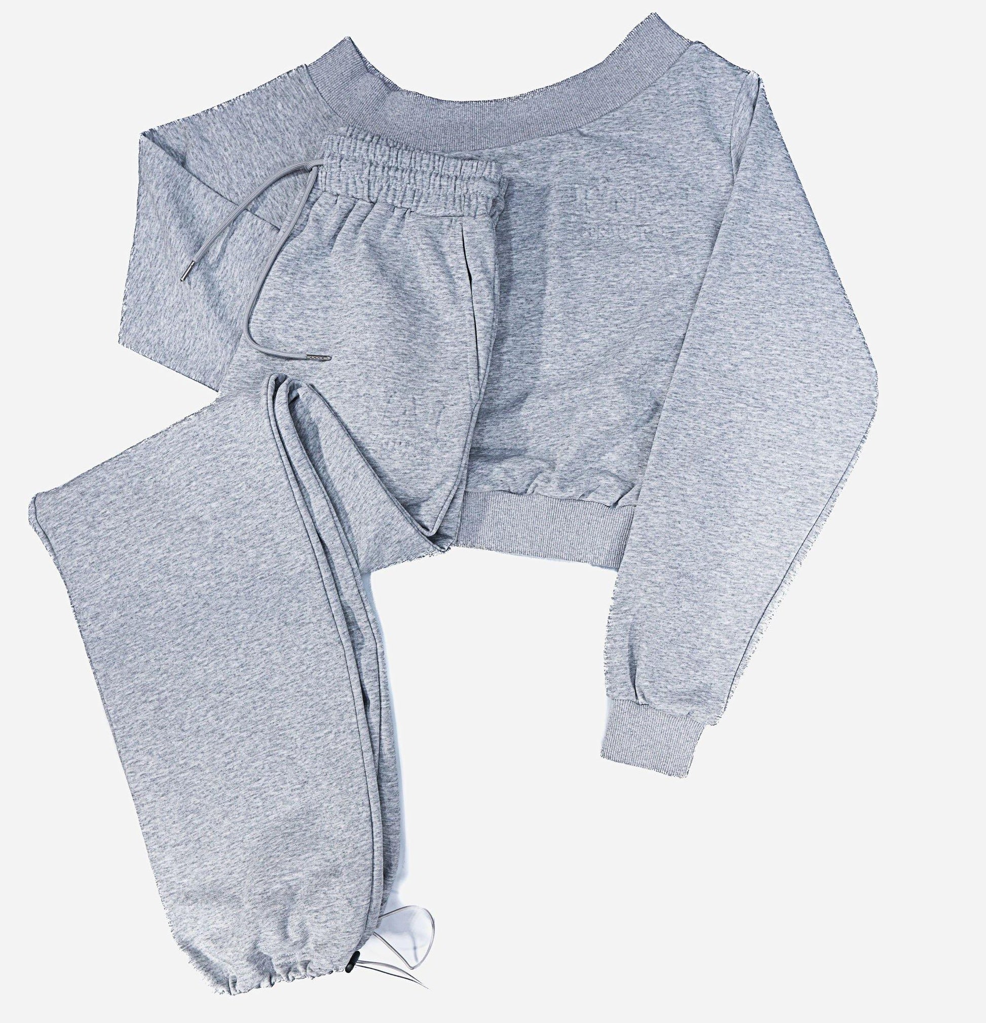 SINAG Off Shoulder Design Tracksuit Heather Grey - P’NAI